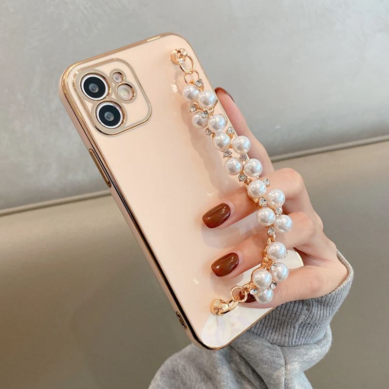 Electroplated iPhone Case with Pearl Chain-Fonally-