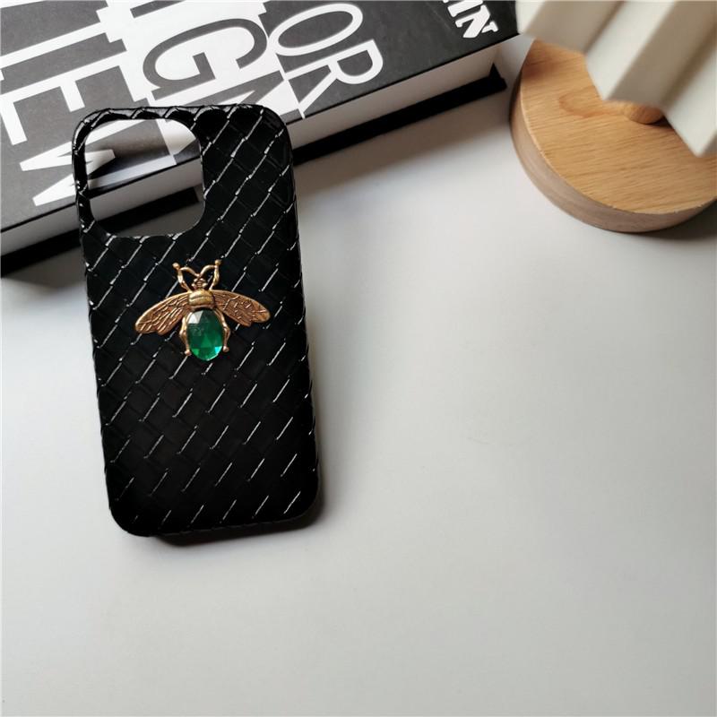 Emerald Green Bee Woven Pattern iPhone Case-Fonally-For iPhone 11 Pro Max-Black-