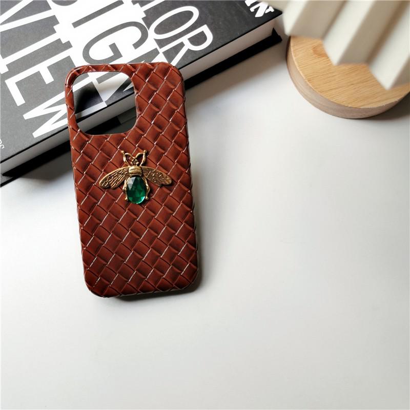 Emerald Green Bee Woven Pattern iPhone Case-Fonally-For iPhone 11 Pro Max-Dark Brown-