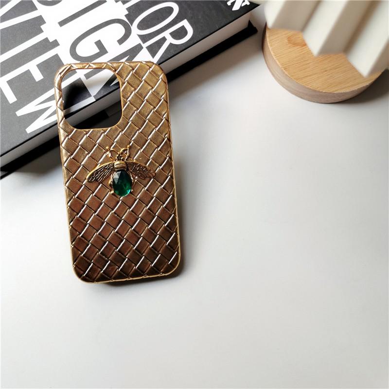 Emerald Green Bee Woven Pattern iPhone Case-Fonally-For iPhone 11 Pro Max-Gold-