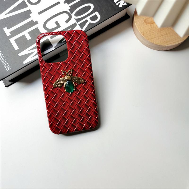 Emerald Green Bee Woven Pattern iPhone Case-Fonally-For iPhone 11 Pro Max-Red-