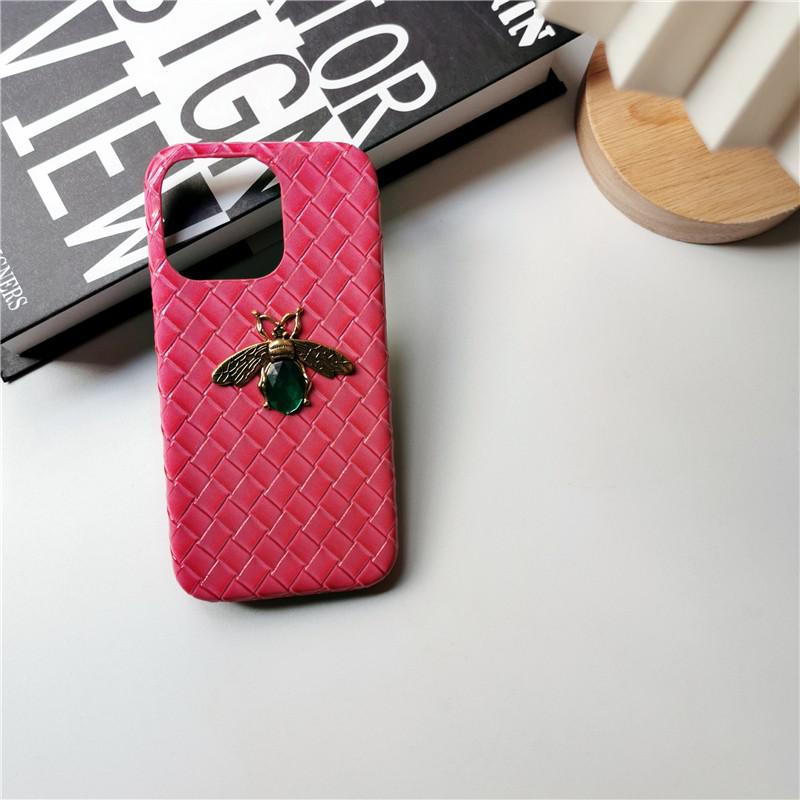 Emerald Green Bee Woven Pattern iPhone Case-Fonally-For iPhone 11 Pro Max-Rose Red-