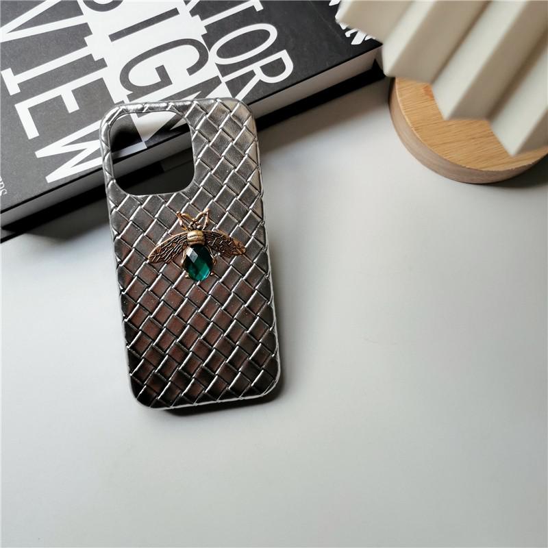 Emerald Green Bee Woven Pattern iPhone Case-Fonally-For iPhone 11 Pro Max-Silver-