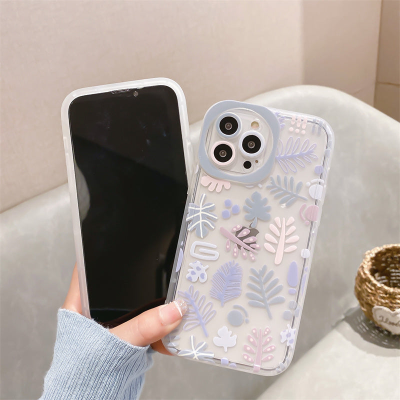 Floral Round Camera Hole iPhone Case-Fonally-