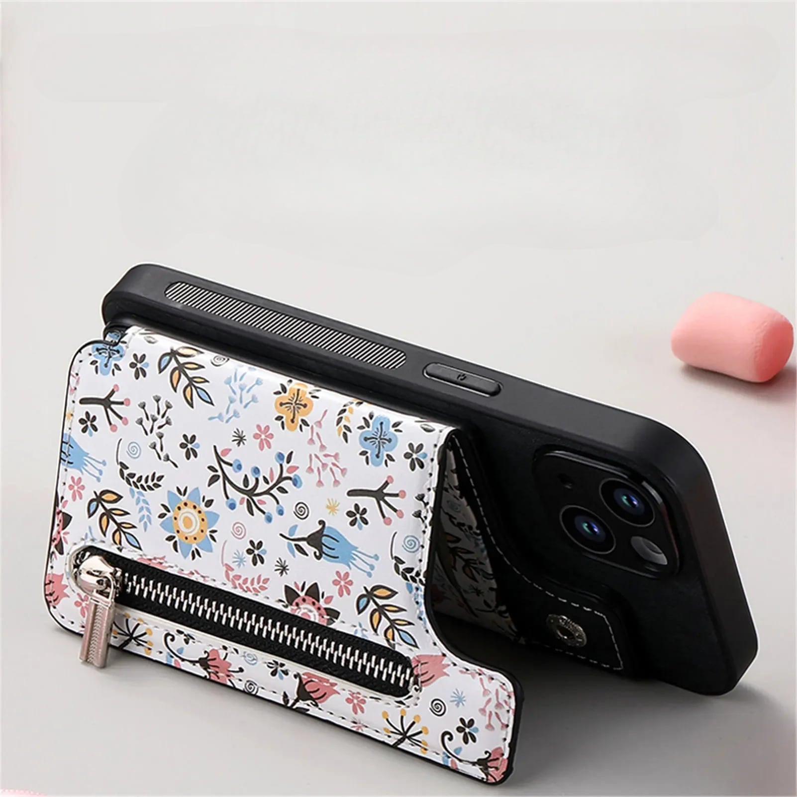 Floral Zipper Wallet iPhone Case-Fonally-