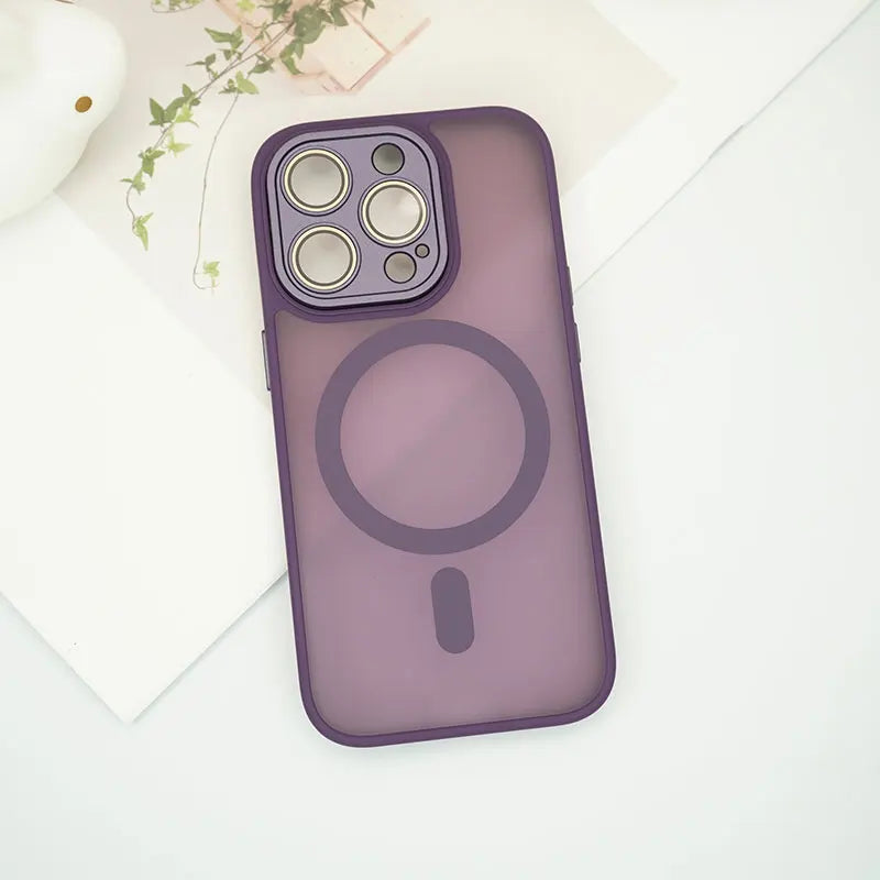 Frosted Full Coverage Camera MagSafe iPhone Case-Fonally-For iPhone 15-Dark Purple-