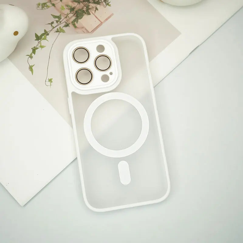 Frosted Full Coverage Camera MagSafe iPhone Case-Fonally-For iPhone 15-White-