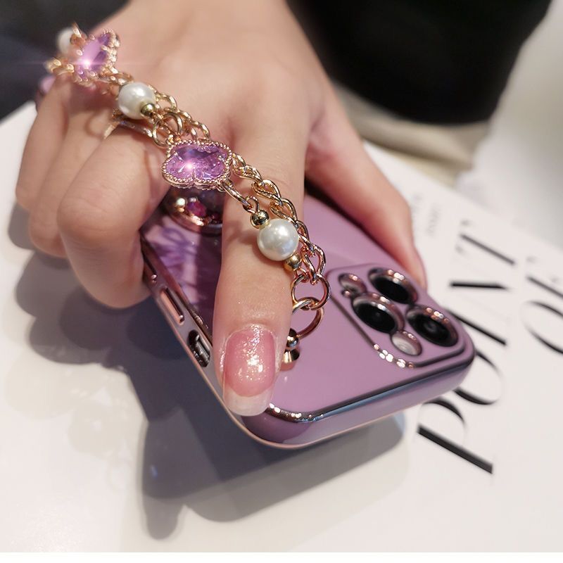 Gem Bracelet Glitter Heart Plated iPhone Case-Fonally-