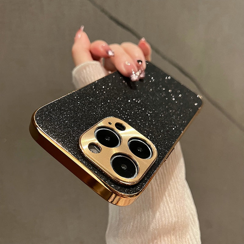 Glitter Plated Camera & Sides iPhone Case-Fonally-