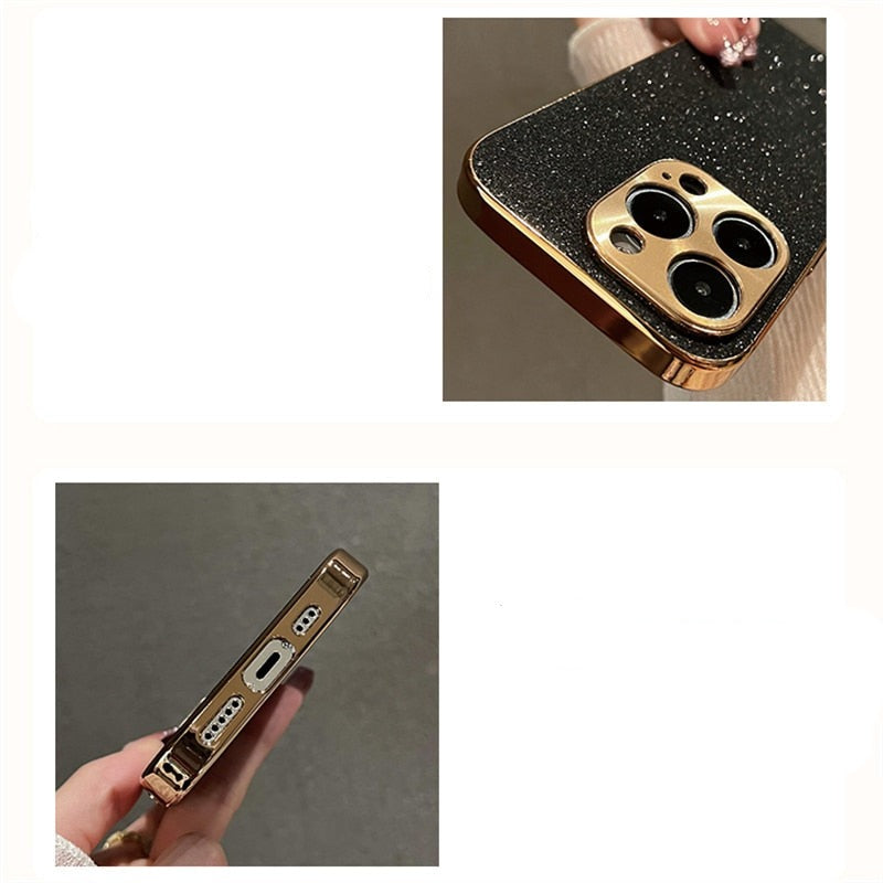 Glitter Plated Camera & Sides iPhone Case-Fonally-