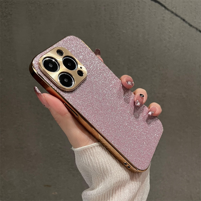 Glitter Plated Camera & Sides iPhone Case-Fonally-For iPhone 12-Lavender-