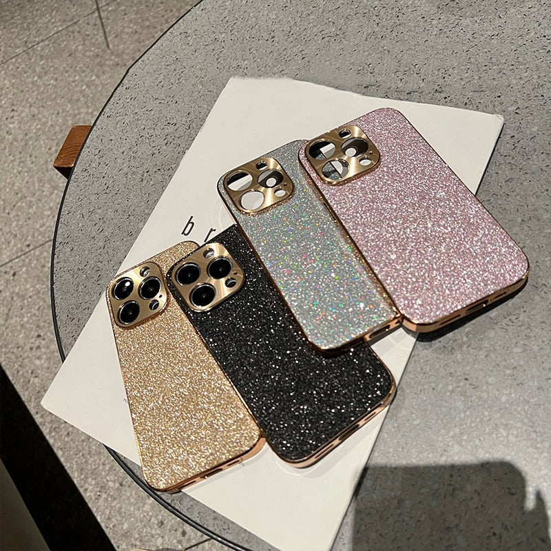 Glitter Plated Camera & Sides iPhone Case-Fonally-