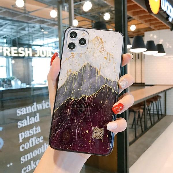 Gold Sprinkle Mountain Flow iPhone Case-Fonally-for iPhone 11Pro Max-Red-