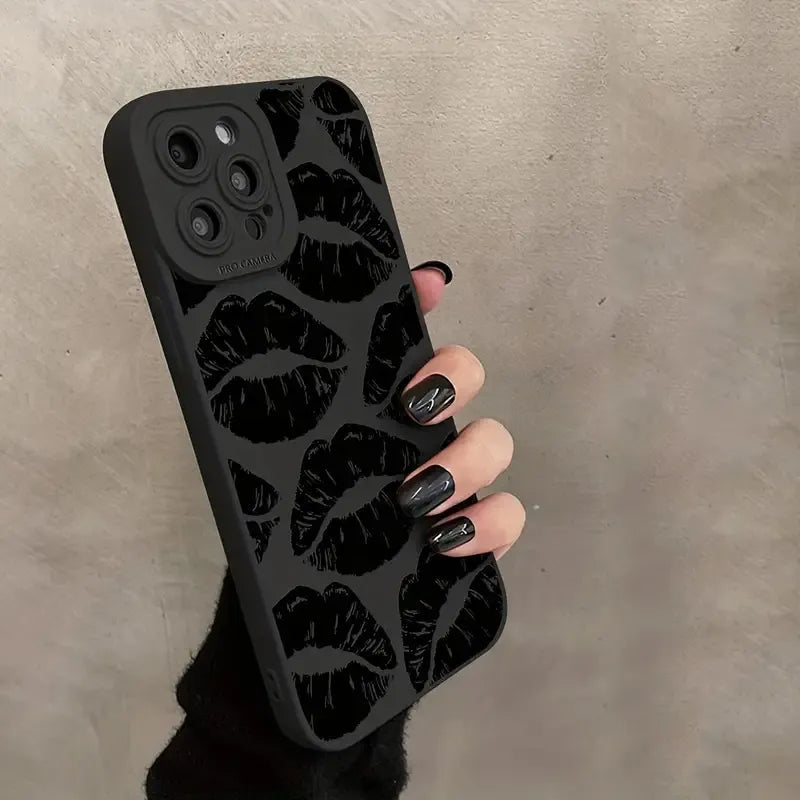 Gothic Style Black Lips iPhone Case-Fonally-