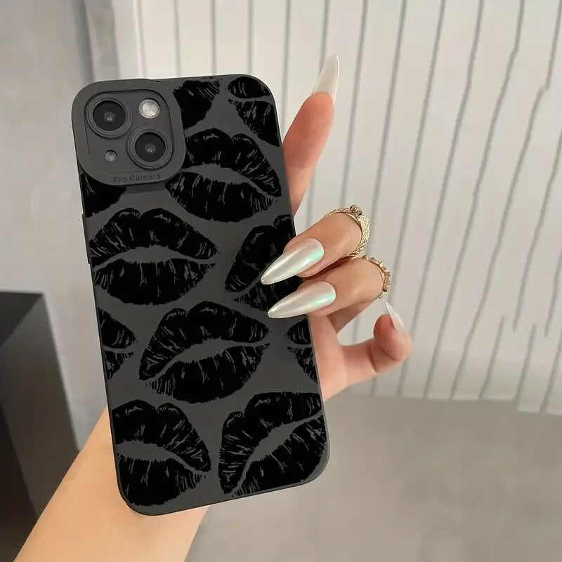 Gothic Style Black Lips iPhone Case-Fonally-