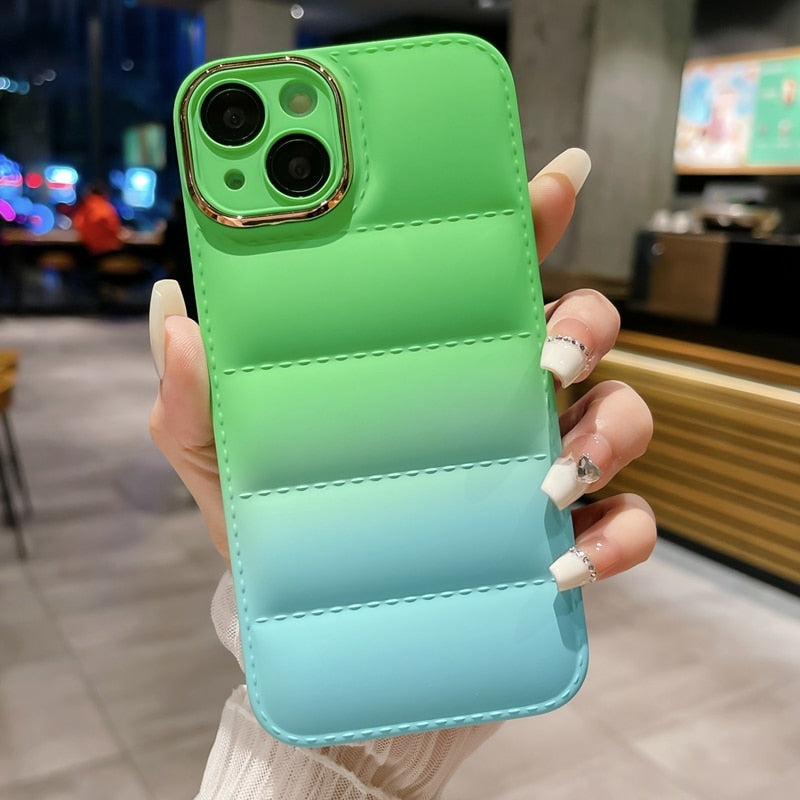 Gradient Down Jacket Patterned iPhone Case-Fonally-For iPhone 11-Fluorescent green-