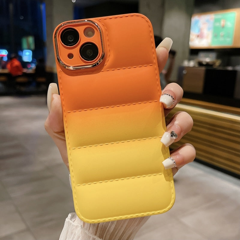 Gradient Down Jacket Patterned iPhone Case-Fonally-For iPhone 11-Orange-