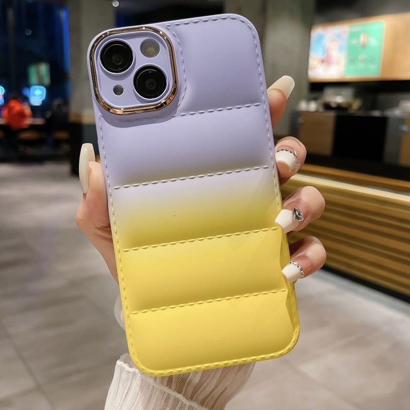Gradient Down Jacket Patterned iPhone Case-Fonally-For iPhone 11-Yellow-