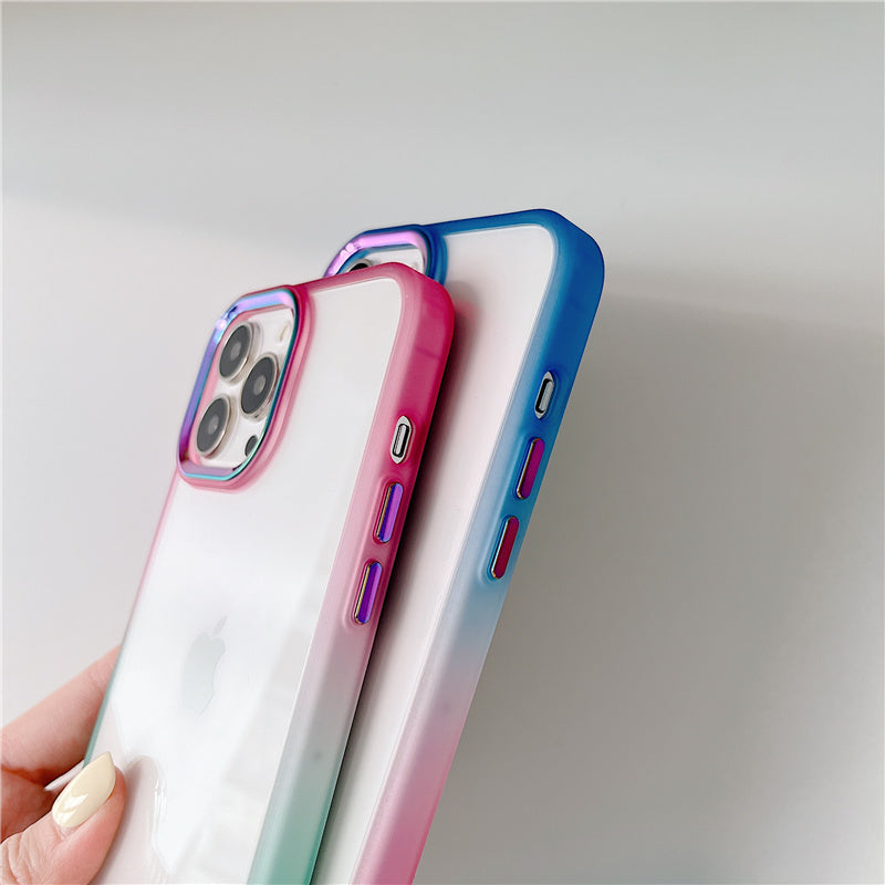 Gradient Side & Laser Metal Camera Lens iPhone Case-Fonally-