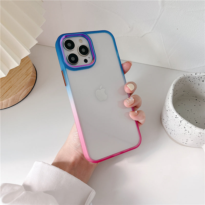 Gradient Side & Laser Metal Camera Lens iPhone Case-Fonally-