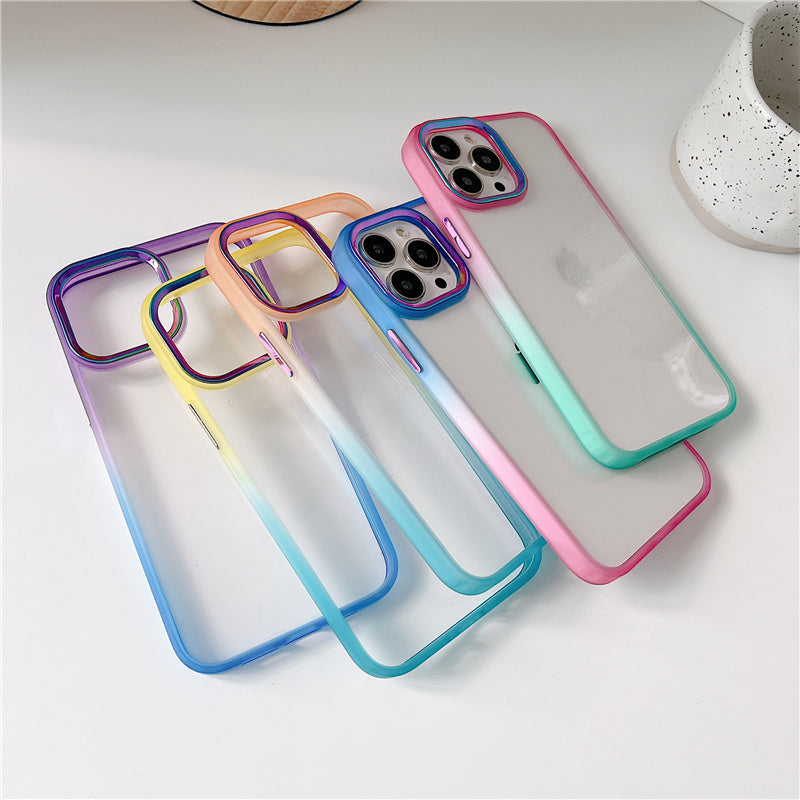 Gradient Side & Laser Metal Camera Lens iPhone Case-Fonally-