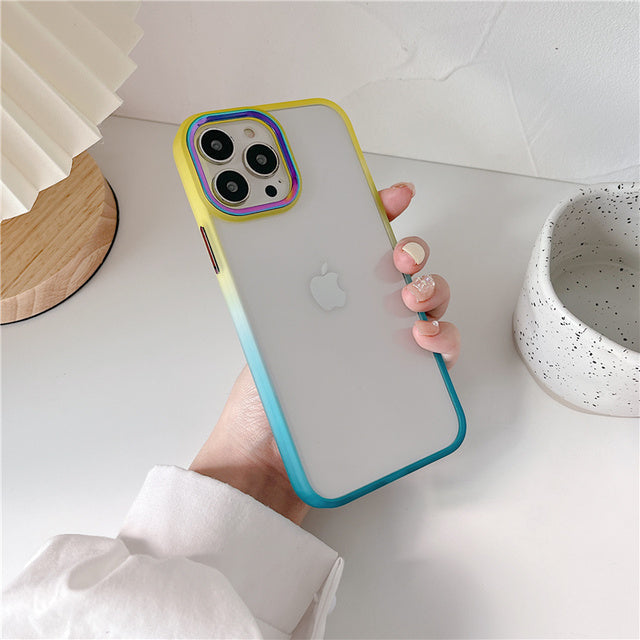 Gradient Side & Laser Metal Camera Lens iPhone Case-Fonally-For iphone 13 Pro Max-A-