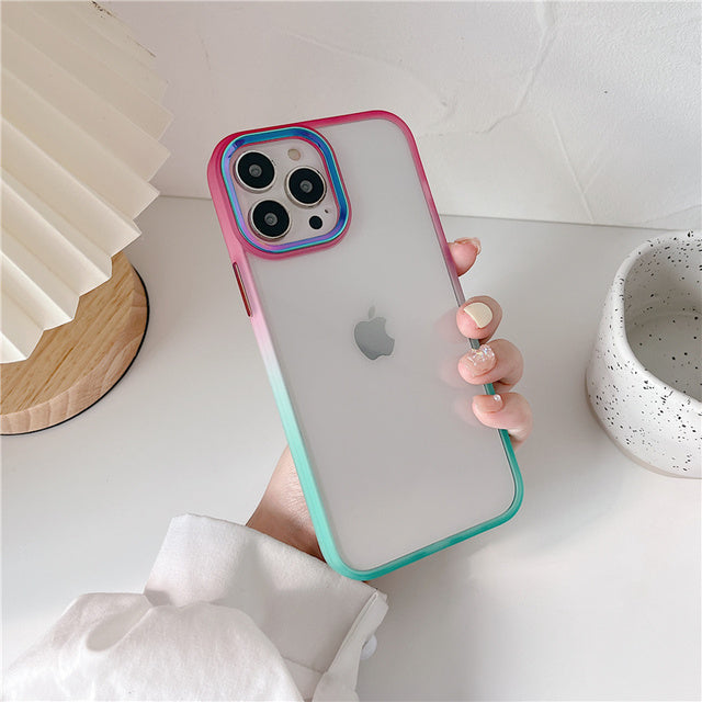 Gradient Side & Laser Metal Camera Lens iPhone Case-Fonally-For iphone 13 Pro Max-B-