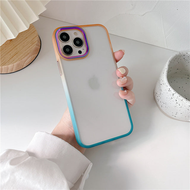 Gradient Side & Laser Metal Camera Lens iPhone Case-Fonally-For iphone 13 Pro Max-C-