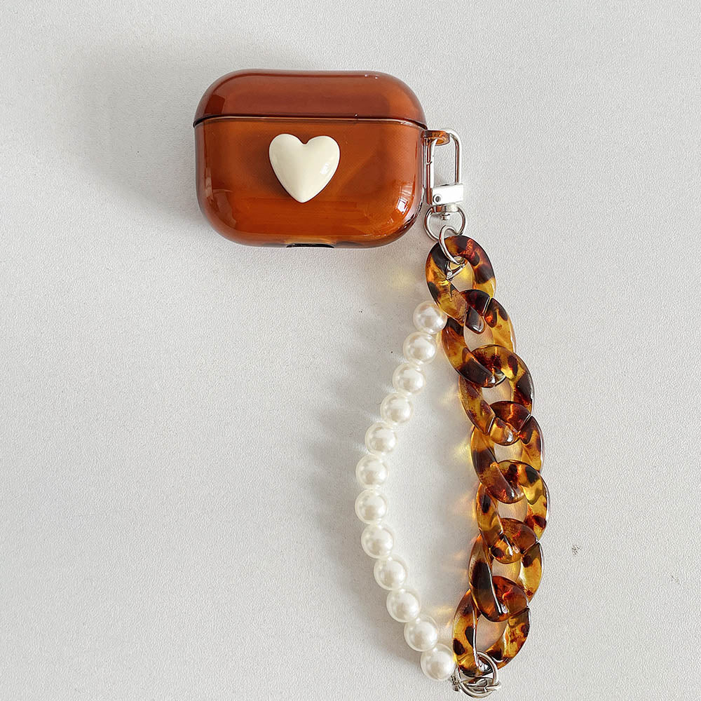 Heart AirPods case with Amber & Pearl Chain-Fonally-