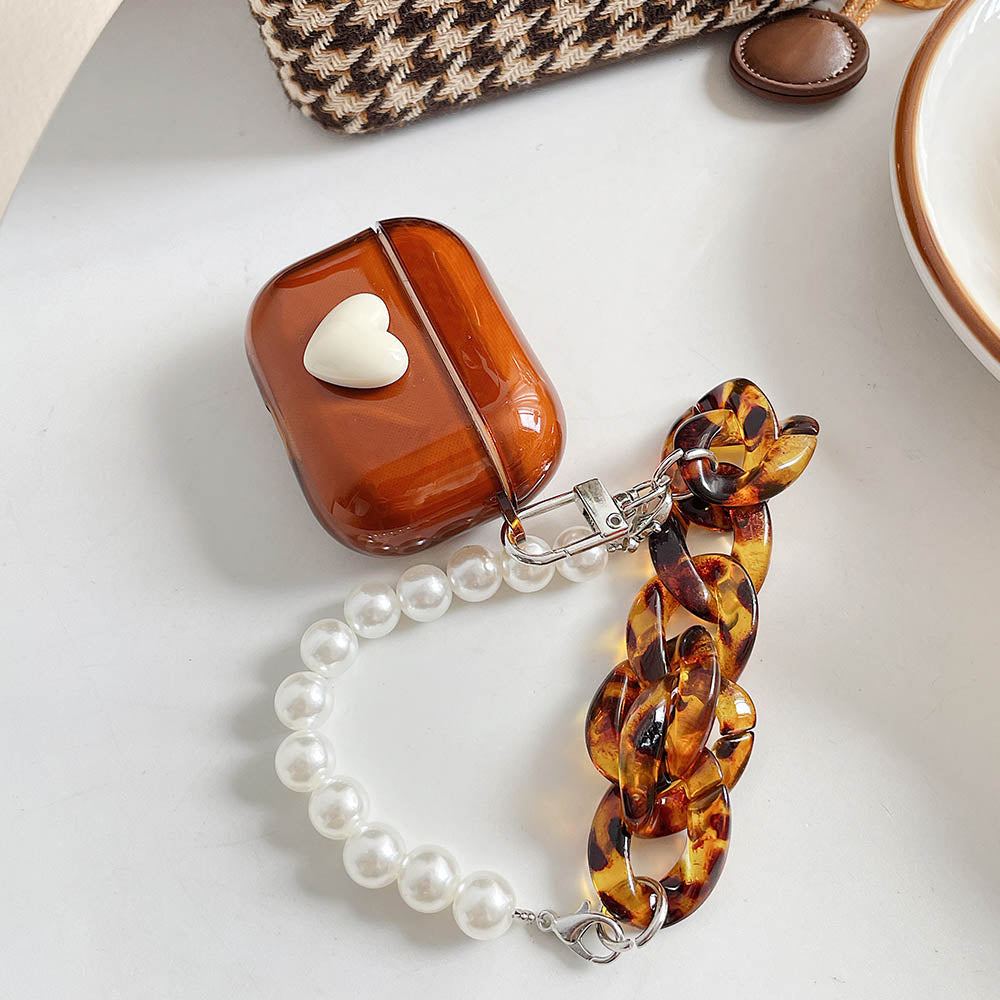 Heart AirPods case with Amber & Pearl Chain-Fonally-