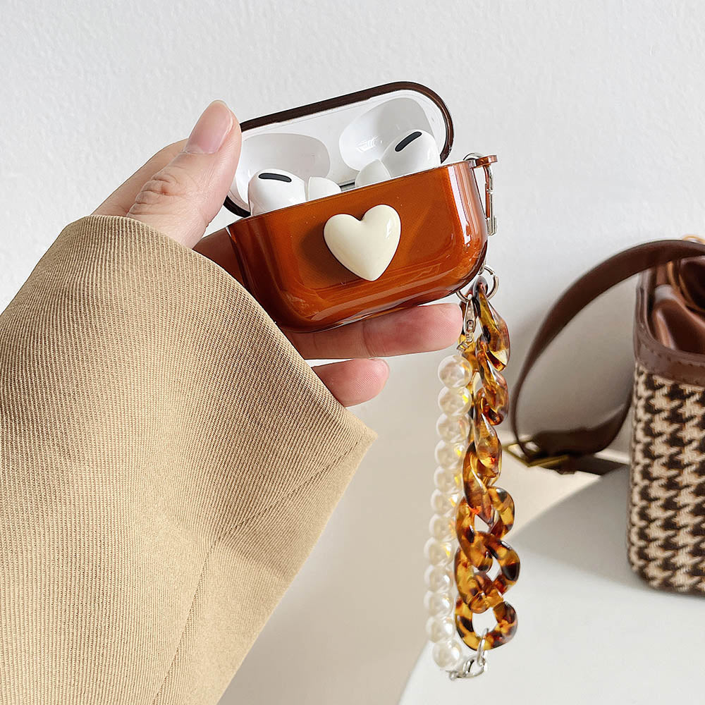 Heart AirPods case with Amber & Pearl Chain-Fonally-