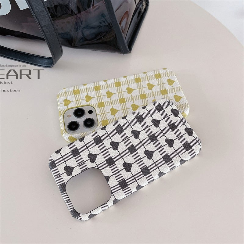 Heart Checkered Pattern iPhone Case-Fonally-