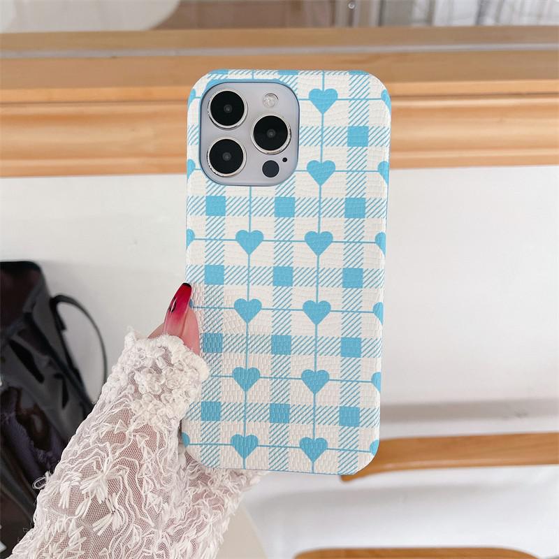 Heart Checkered Pattern iPhone Case-Fonally-For iPhone SE 2 or 3-Blue-