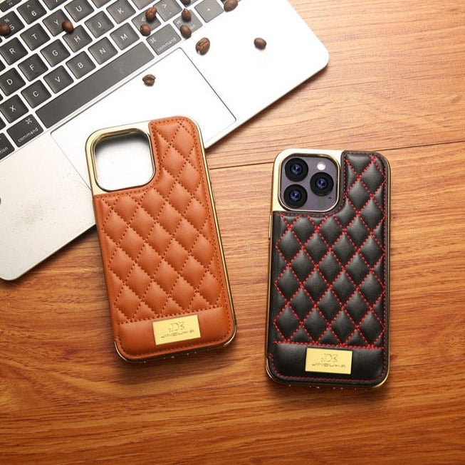 JKD Diamond Stitched Pattern Wallet iPhone Case-Fonally-