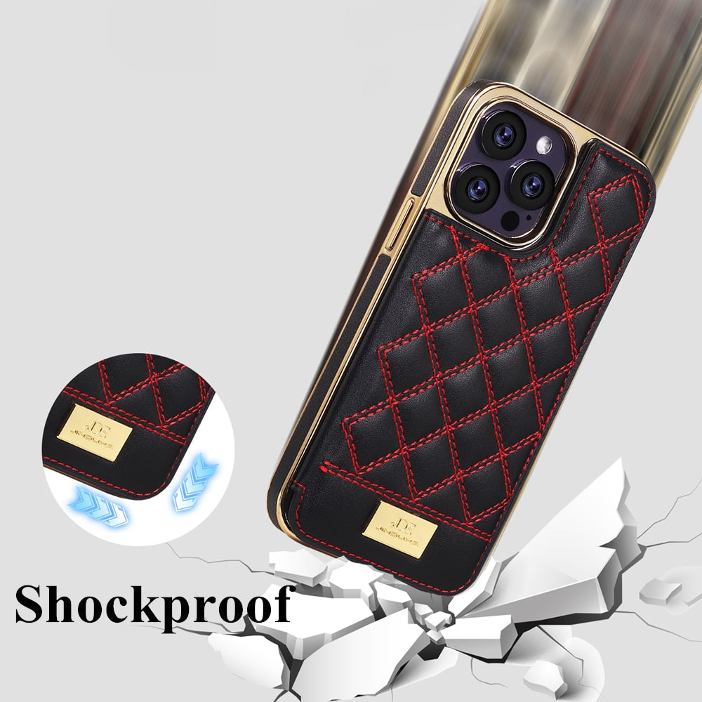 JKD Diamond Stitched Pattern Wallet iPhone Case-Fonally-