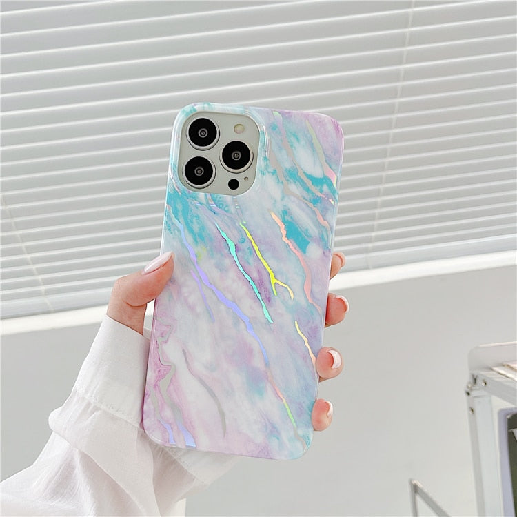 Laser Marble iPhone Case-Fonally-For iPhone 14-E-
