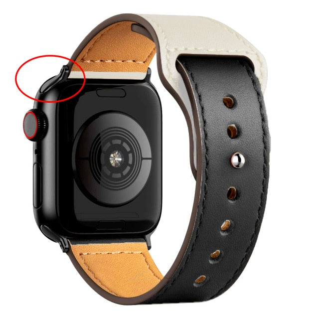 Leather Bands for New Apple Watch Series-Fonally-Black Melange with Black Metal End-38mm 40mm 41mm-