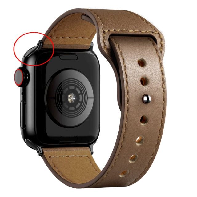 Leather Bands for New Apple Watch Series-Fonally-Coffee Brown with Black Metal End-38mm 40mm 41mm-