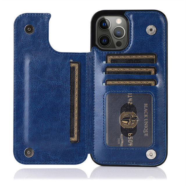 Leather Case with Wallet For iPhone-Fonally-For iPhone 13 Pro Max-Blue-