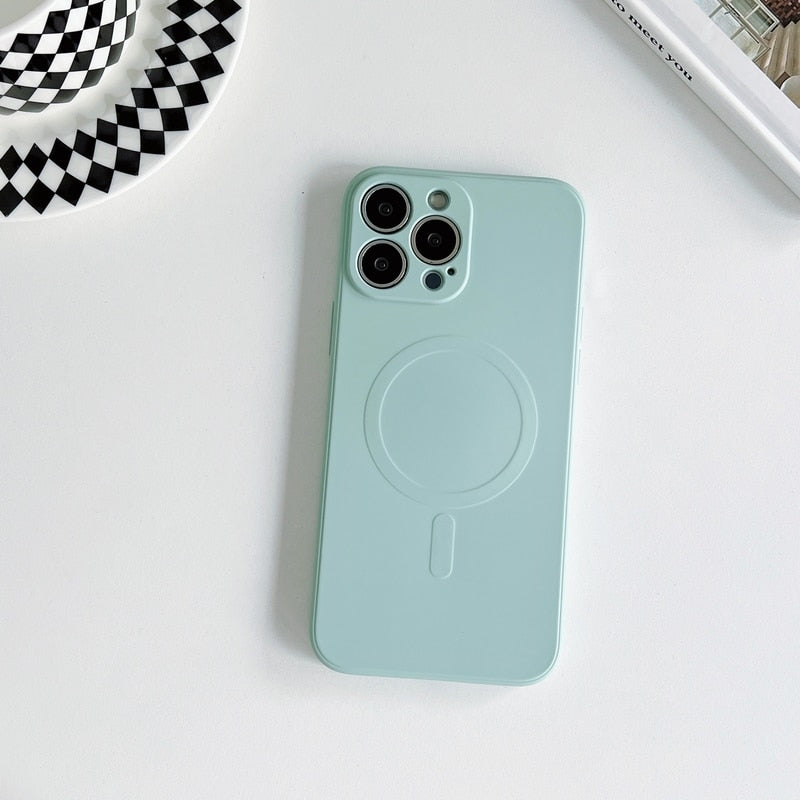 Liquid Silicone MagSafe iPhone Case-Fonally-For iPhone 12 or 12 Pro-Light Blue-