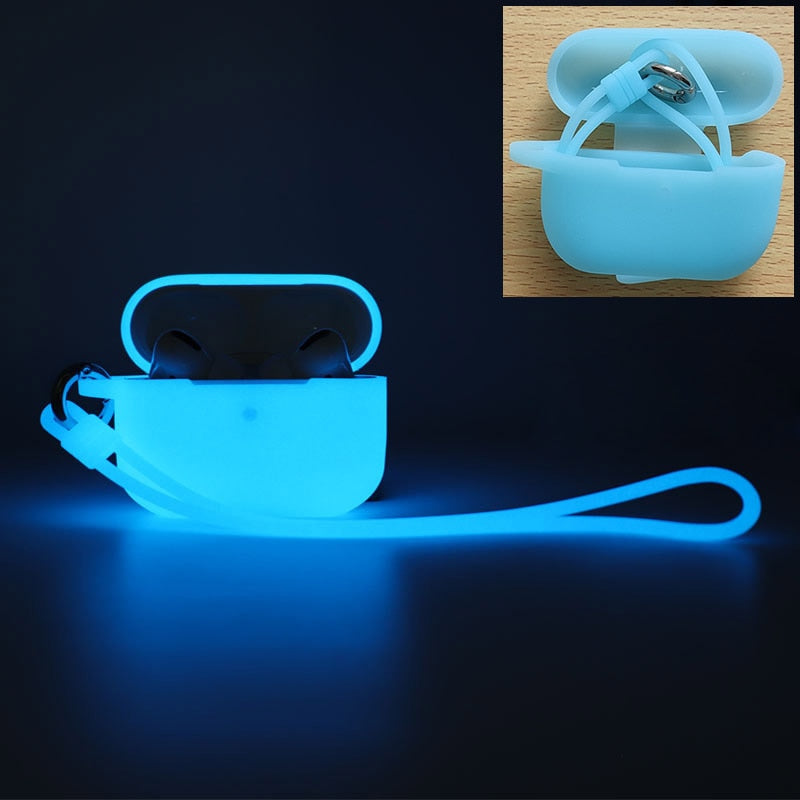 Luminous Silicone Case With Strap for Apple AirPods Pro-Fonally-Blue-