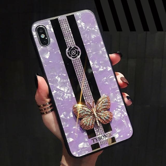 Luxurious Embedded Butterfly iPhone Case-Fonally-For iPhone 11Pro Max-Purple Case-