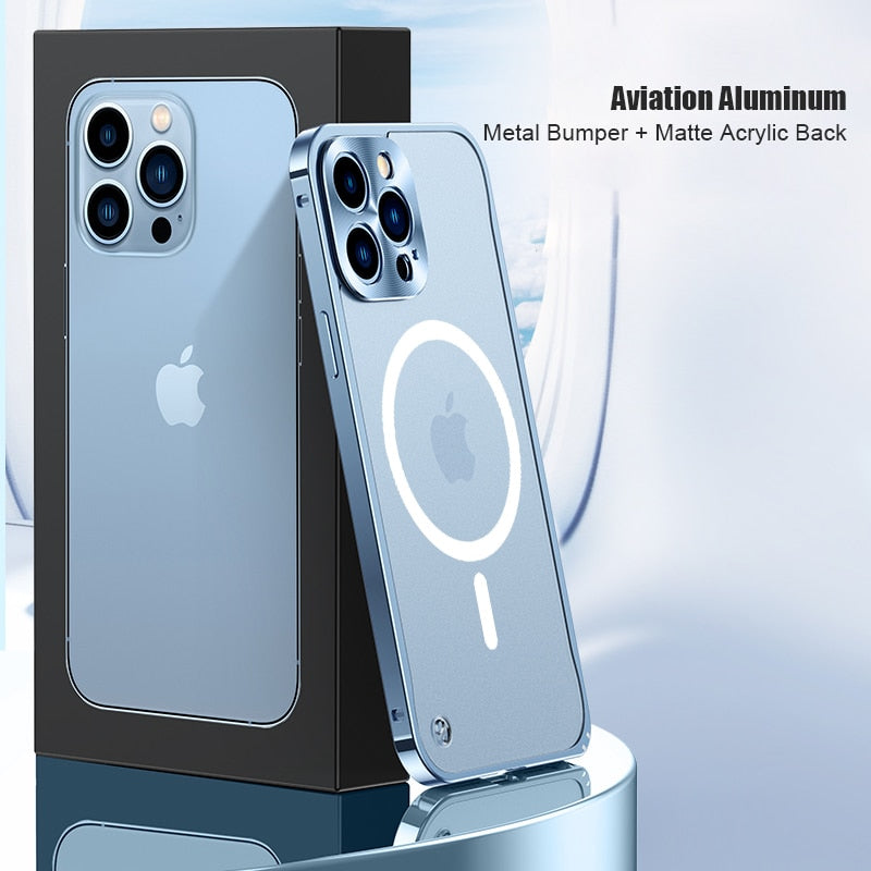 MagSafe Luxurious Aluminum Frame iPhone Case-Fonally-