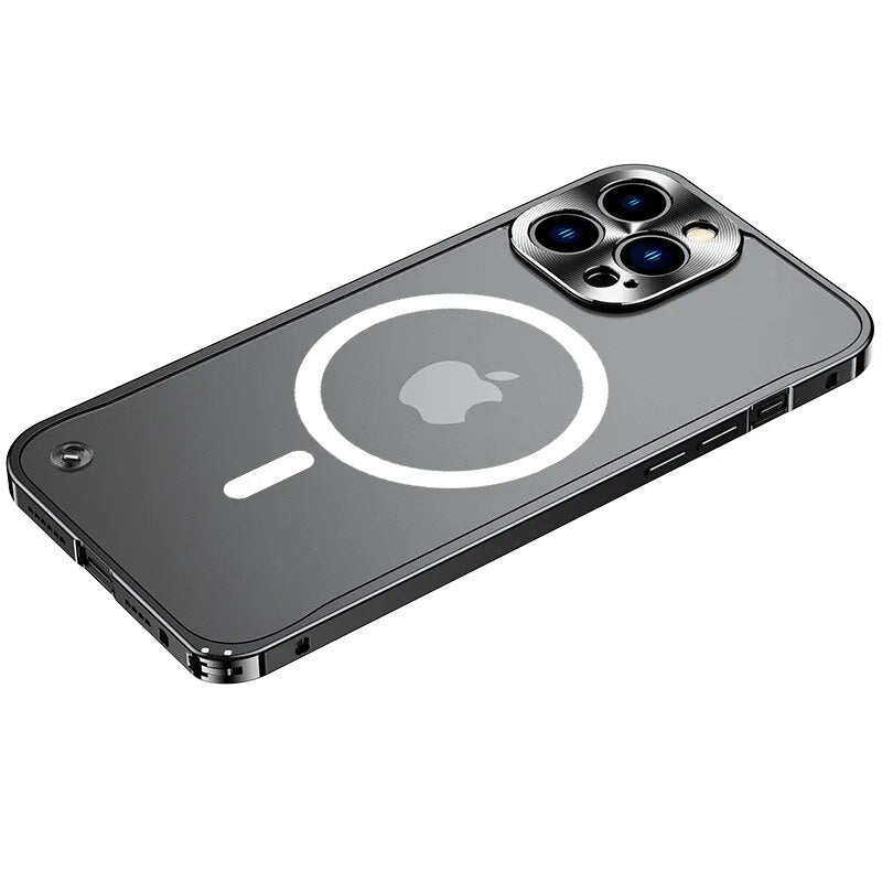 MagSafe Luxurious Aluminum Frame iPhone Case-Fonally-For iPhone 12-Black-