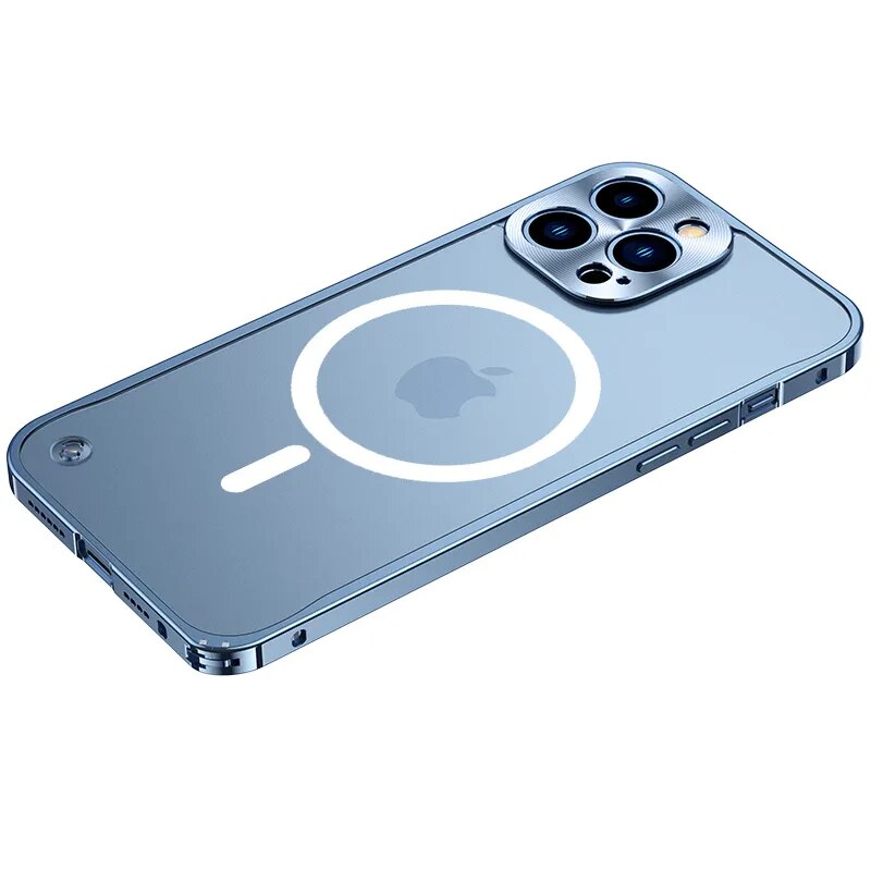 MagSafe Luxurious Aluminum Frame iPhone Case-Fonally-For iPhone 12-Sierra Blue-