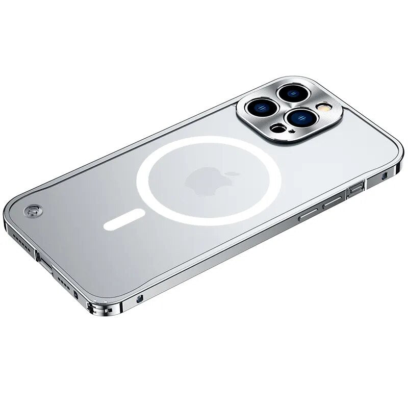 MagSafe Luxurious Aluminum Frame iPhone Case-Fonally-For iPhone 12-Silver-