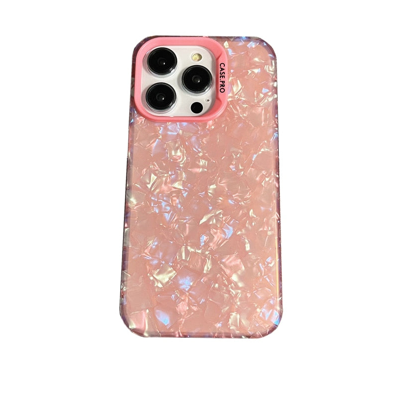 Marble Pattern Acrylic Back iPhone Case-Fonally-For iPhone 12-Pink-