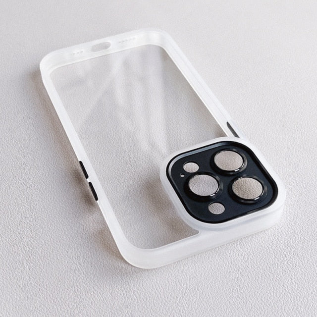Metal Frame Full Camera Lens Covered iPhone Case-Fonally-For iPhone 13 Pro Max-Black Lens White Frame-