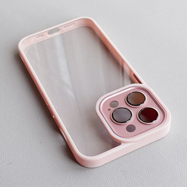 Metal Frame Full Camera Lens Covered iPhone Case-Fonally-For iPhone 13 Pro Max-Pink-