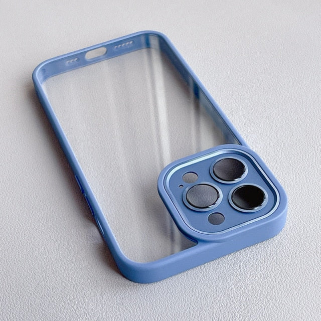 Metal Frame Full Camera Lens Covered iPhone Case-Fonally-For iPhone 13 Pro Max-Sierra Blue-